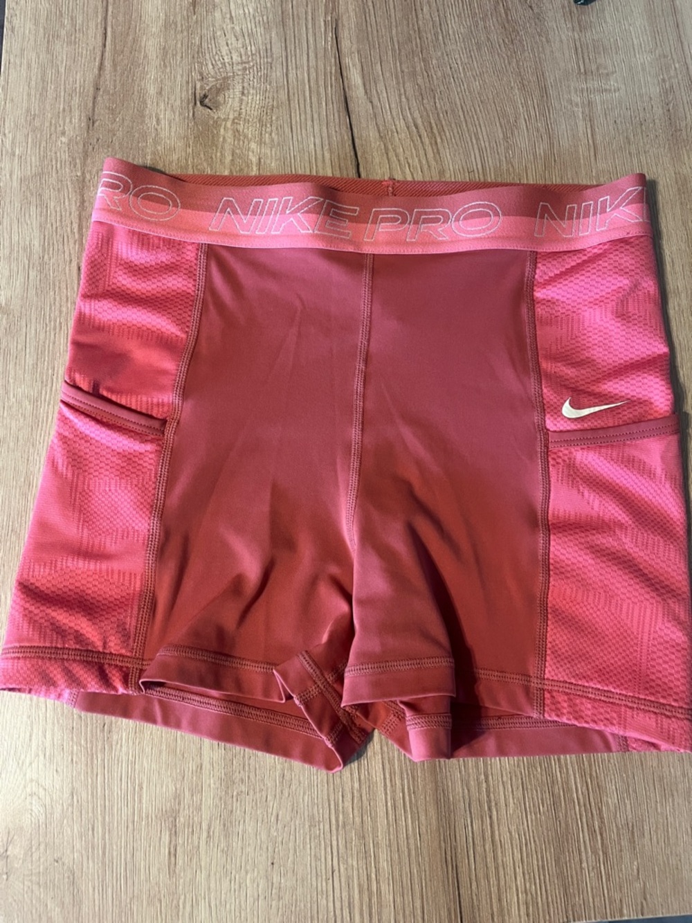 Nike Women's Coral-Pink Pro Compression Bike Shorts
